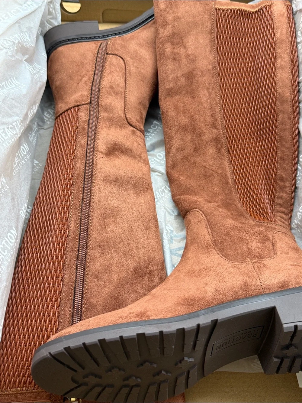 Reaction Kenneth Cole LIONEL Women’s Suede Tall Boot Brown
